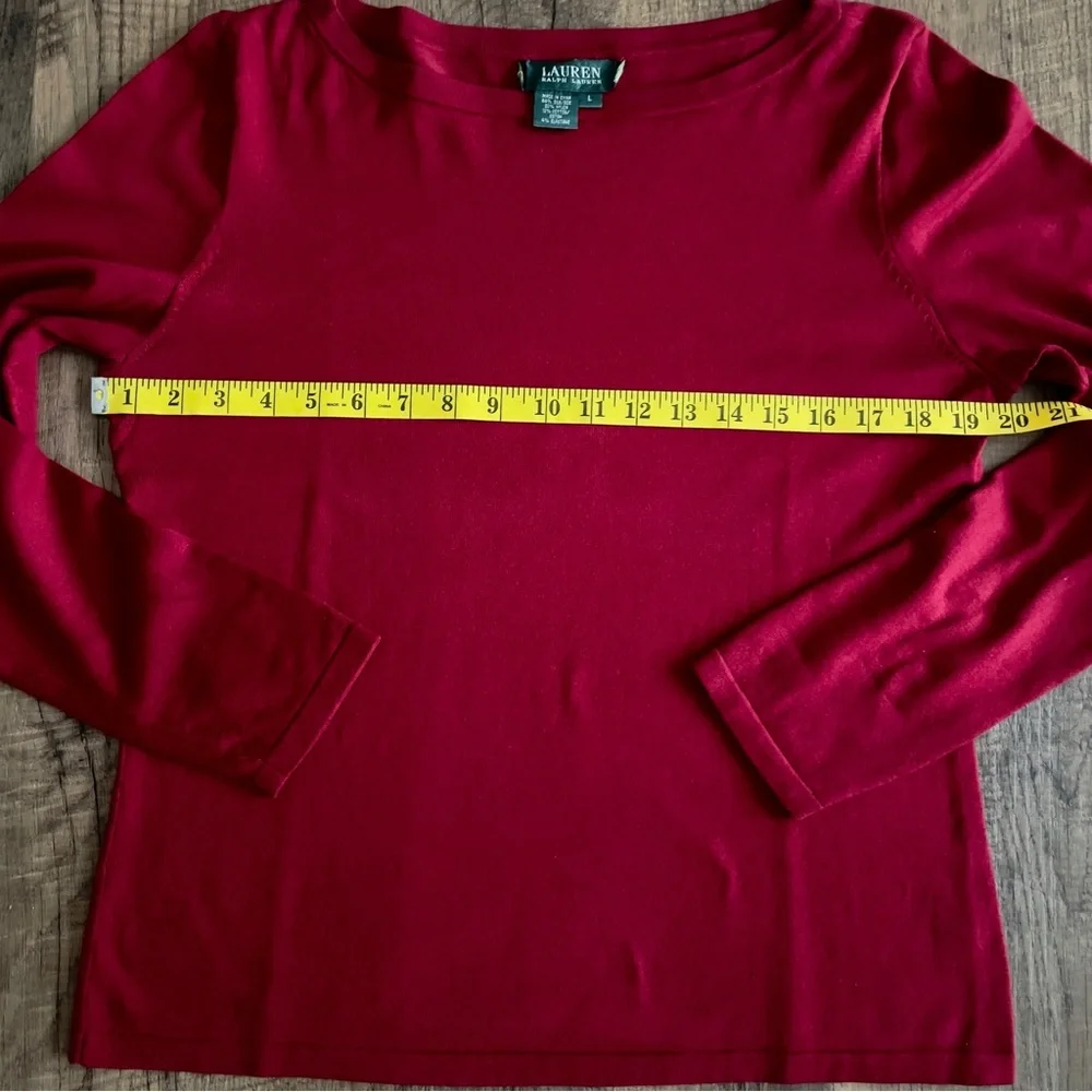 Lauren Ralph Lauren green label silk/nylon/cotton blend boat neck red - Picture 9 of 10